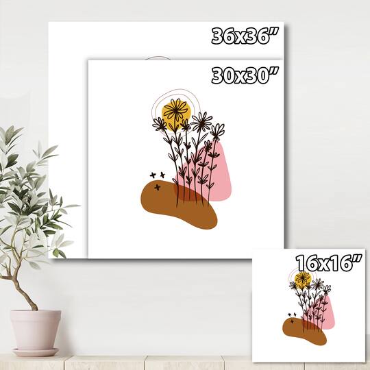 Designart - Elementary Shapes With Abstract Flowers Plants I
